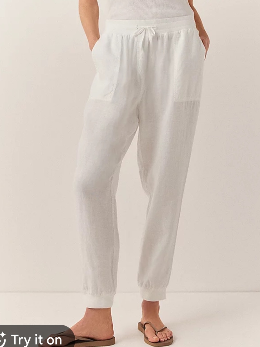 Athleta White Linen Cropped Pants Women’s Size 6